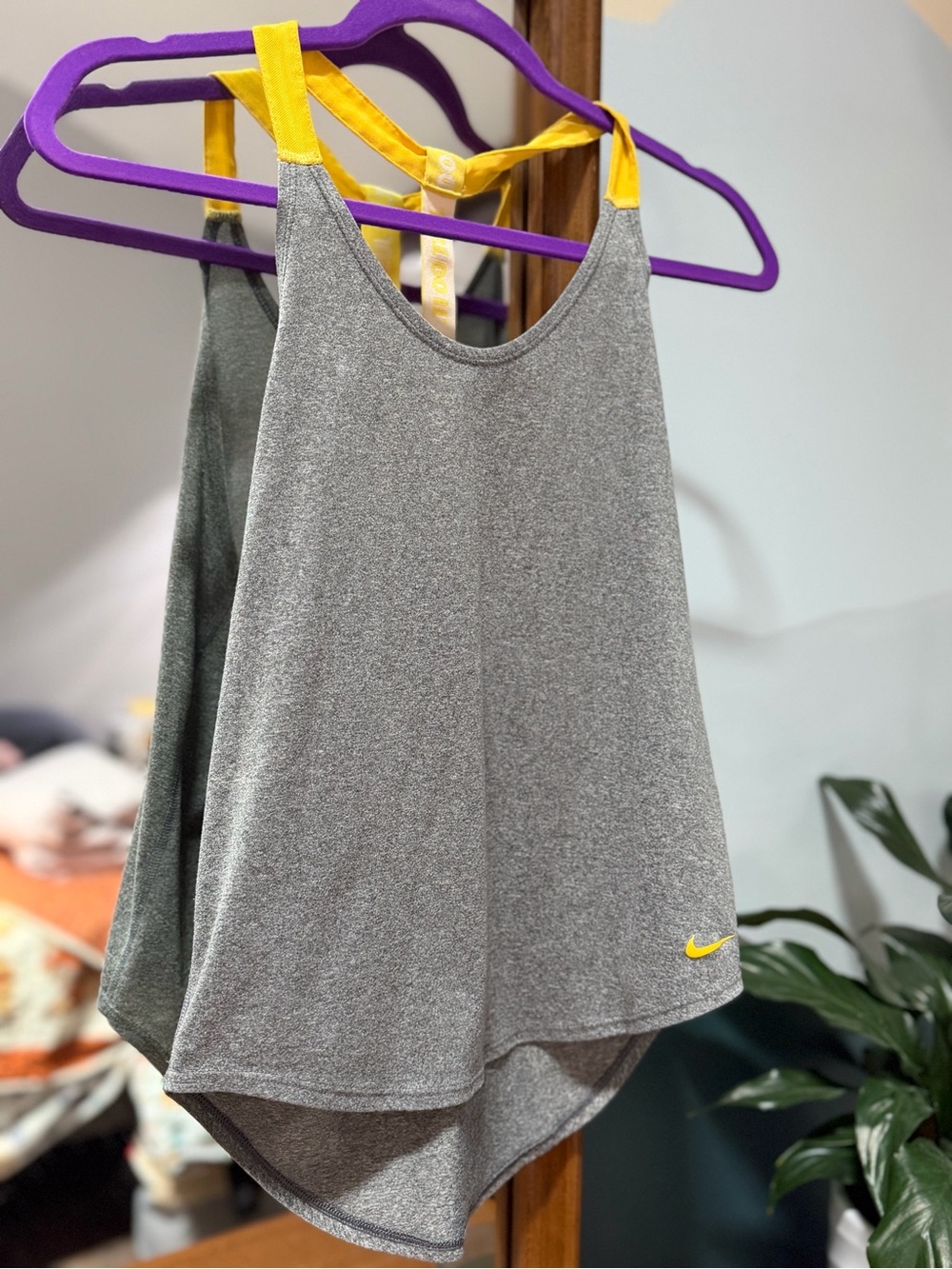 Nike Women’s Dri-fit Gray Tank Top with Yellow Accents